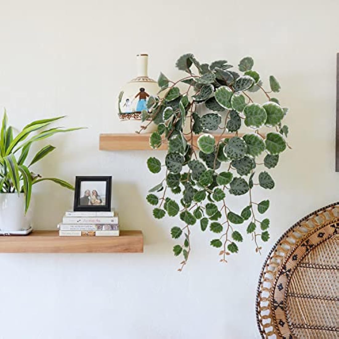 Hollyone Trailing Artificial Plants Decorative Fake Potted Plants, String of Hearts Plants Indoors Outdoors, Faux Trailing Plants Greenery for Home, Wall, Living Room, Bedroom, Office Decor