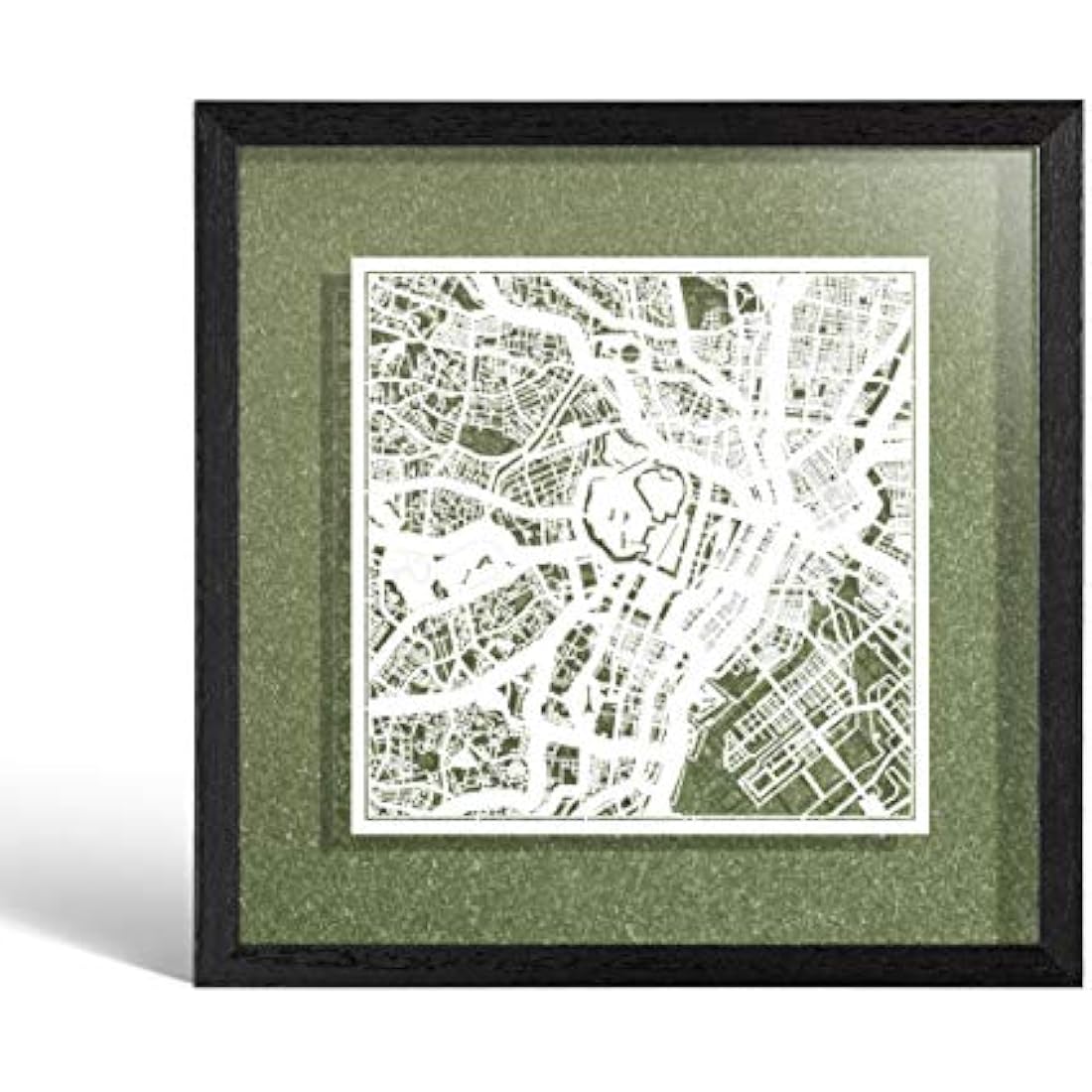 O3 DESIGN STUDIO Tokyo Marco de Papel para mapas, White map, Black frame, 9x9 inches, Gift Boxed, 4 background color, self-changing, Paper Art