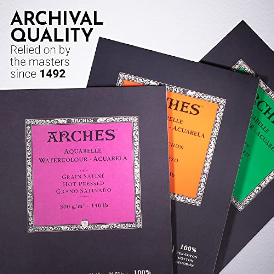 ARCHES Watercolour Pad, 300 GSM, Cold Pressed, A3 (29.7 x 42 cm), Wood, White, 29.7 x 42 x 1 cm