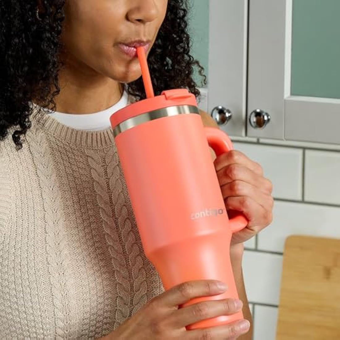 Contigo Streeterville Tumbler 1200 ml with Handle, Stainless Steel Vacuum Insulated Water Bottle with Straw and Lid, Cold for 29 Hours, Travel Mug, Thermal Flask, BPA Free