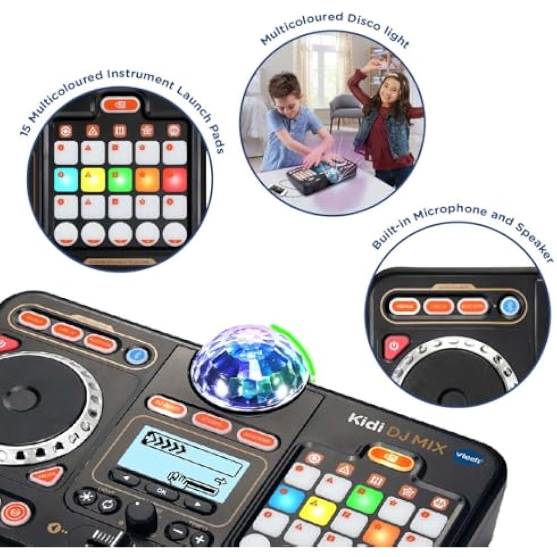 VTech Kidi DJ Mix (Black), Toy DJ Mixer for Kids with 15 Tracks and 4 Music Styles, with Lights and Effects, Educational Toy, Interactive Toy for Kids Aged 6 Years +,10.4 x 35.8 x 24.3 cm
