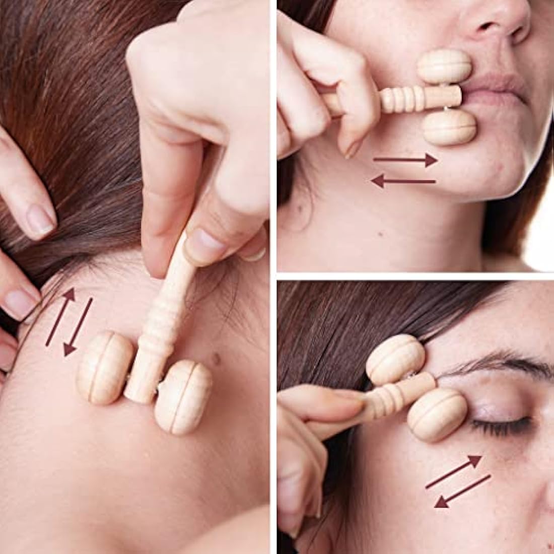 BICTIVE® Wooden Face Roller and Gua Sha Set. Wood Therapy Tools for Face, Slimmer, Face Rollers for Women, Facial Tools, Massager for Face Firming, Double Chin and Contour.