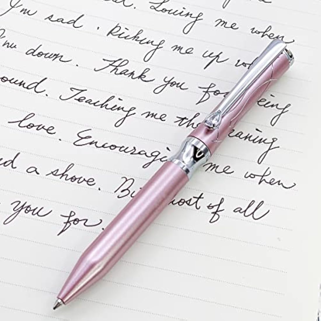 LACHIEVA LUX Nice Elegant Crystal Executive Metal Ballpoint Pen with German-made Refills, Luxury High end Writing Instruments for women-Barbie pink