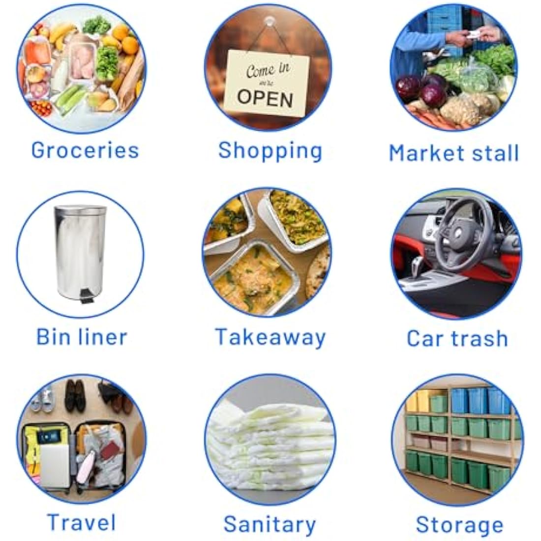 PWgoods Plastic Carrier Bags White - Standard Retail Size 13x19x23, 1000 Pack, Heavy Duty Large Carrier Bag with Handles, Groceries Retail Shopping Takeaway Bin