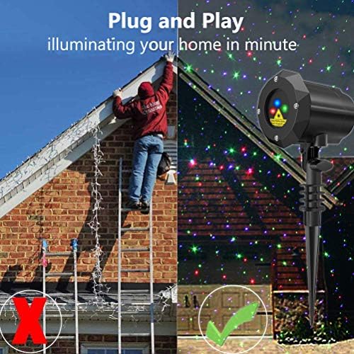 Poeland Garden Lights Star Christmas Projector Moving Firefly Lighting LEDs Color Blue Green Red