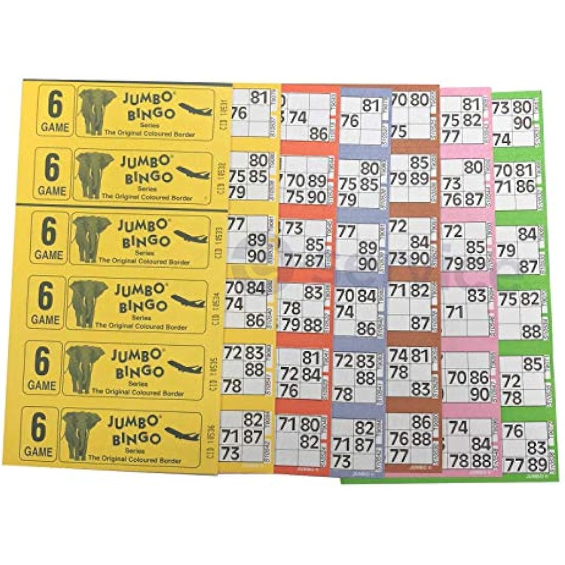 750 BOOKS 6 PAGE GAME STRIPS OF 6 TV JUMBO BINGO TICKET SHEET BIG BOLD NUMBERS