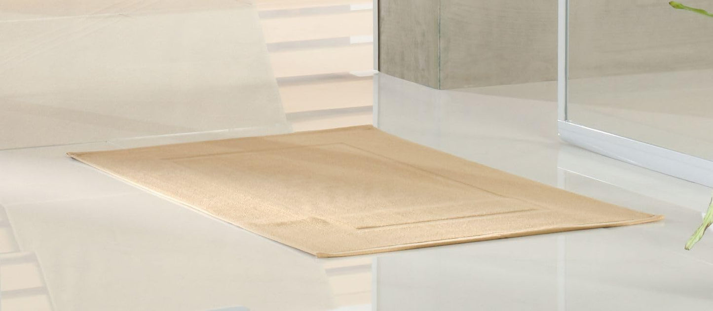 texpot Bath Mat 50 x 70 cm Beige with Frame Border 100% Cotton Terry Cloth
