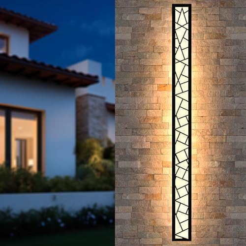 LED Black Wall Sconce Modern Exterior Garden Light 48W Ip65 Waterproof Wall Lighting 3000K Aluminum Outdoor Porch Light L150cm*1
