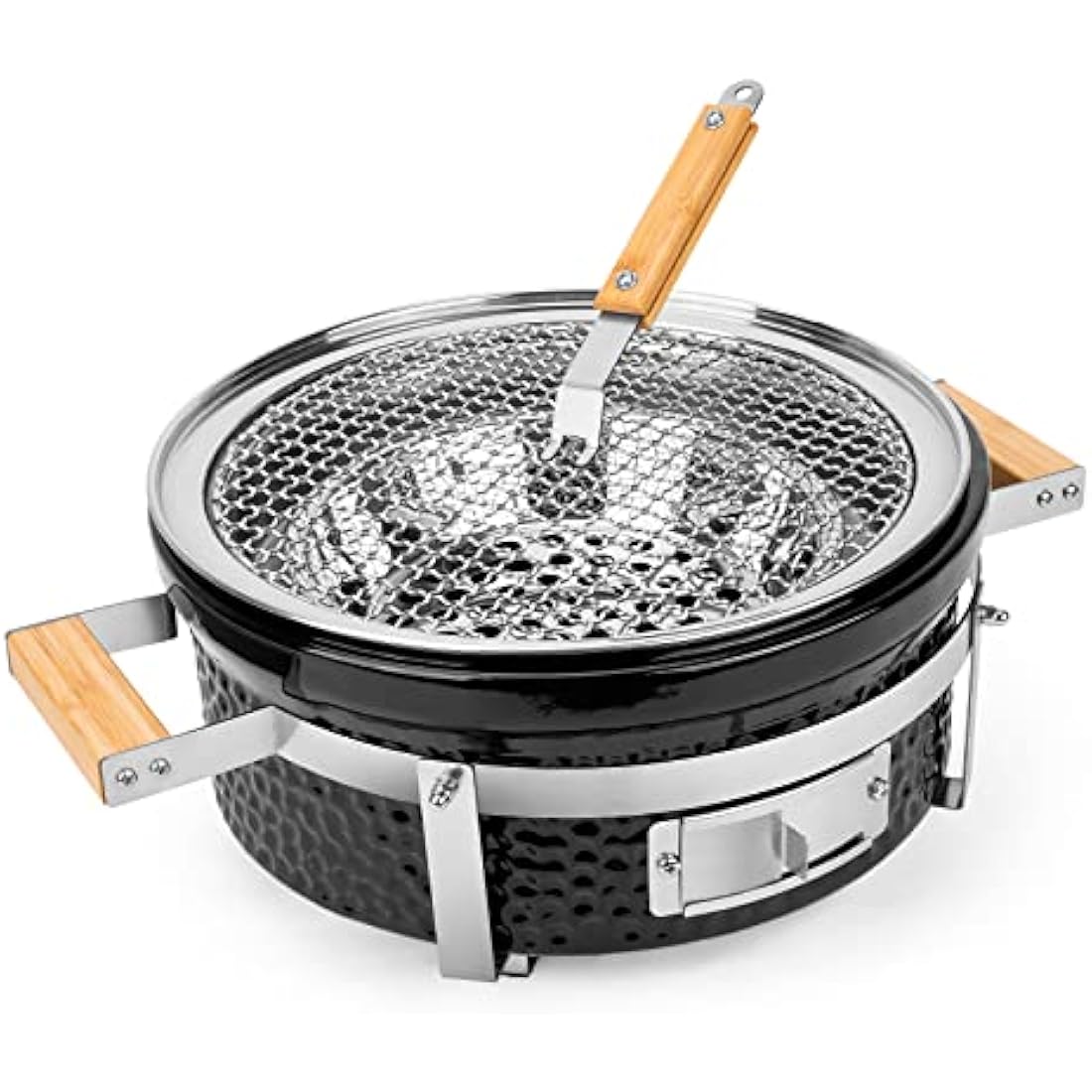 Onlyfire Round Tabletop Ceramic Clay Stove Portable BBQ Charcoal Grill,Portable Tabletop Grill for Outdoor,Indoor Cooking,Outdoor Camping and Garden