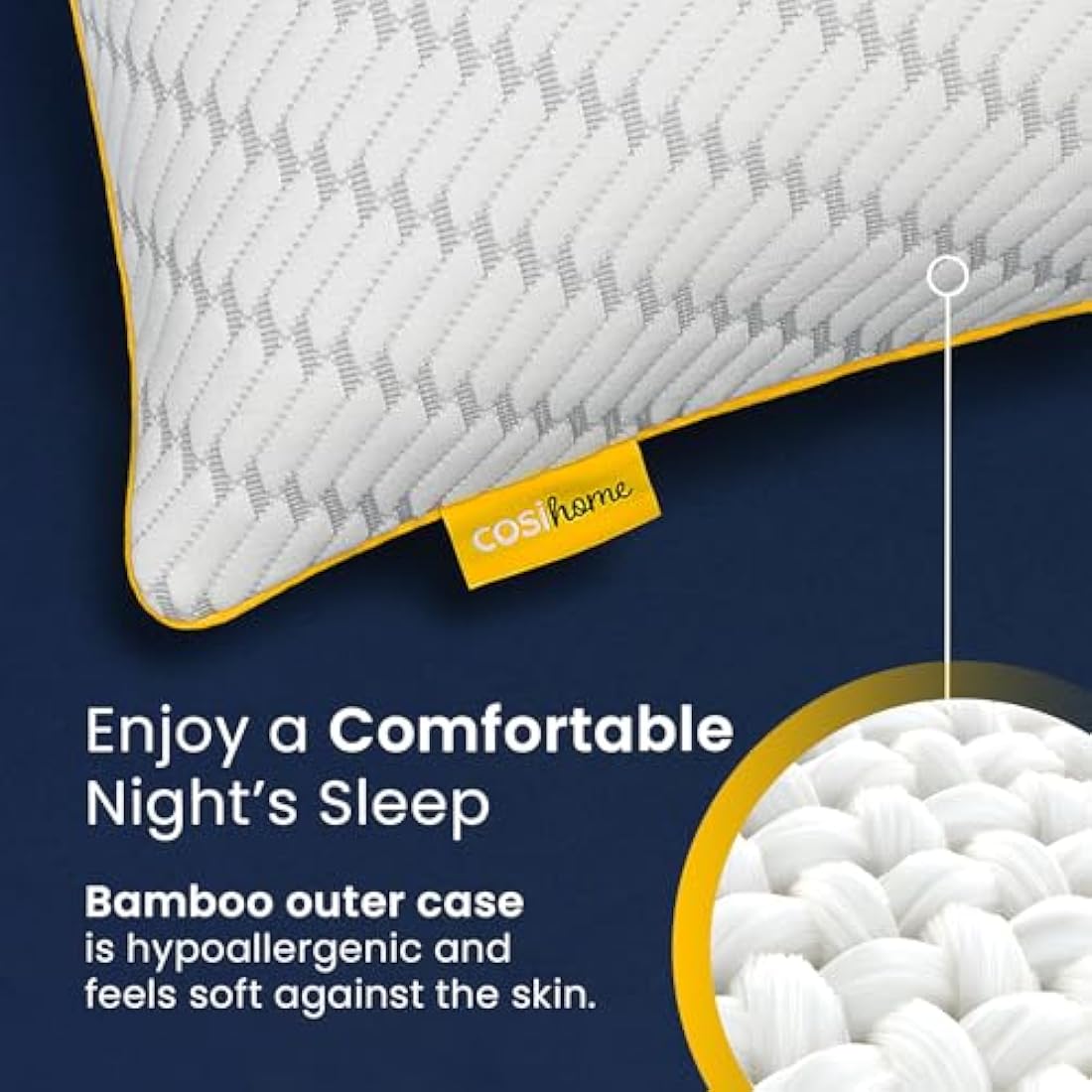 Cosi Home® Luxury Memory Foam Pillows 2 Pack with Bamboo Pillow Cover, Cooling Gel Filling & Adjustable Height - Breathable & Machine Washable for Side, Back & Front Sleepers (Size: 71 x 45cm)