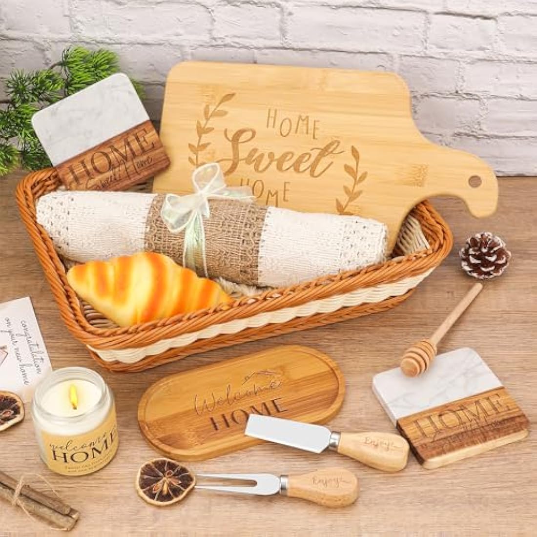 House Warming Gifts New Home,Unique Housewarming Gift,Realtors Closing Gift,Serving Board Housewarming Basket for Couples Women Men