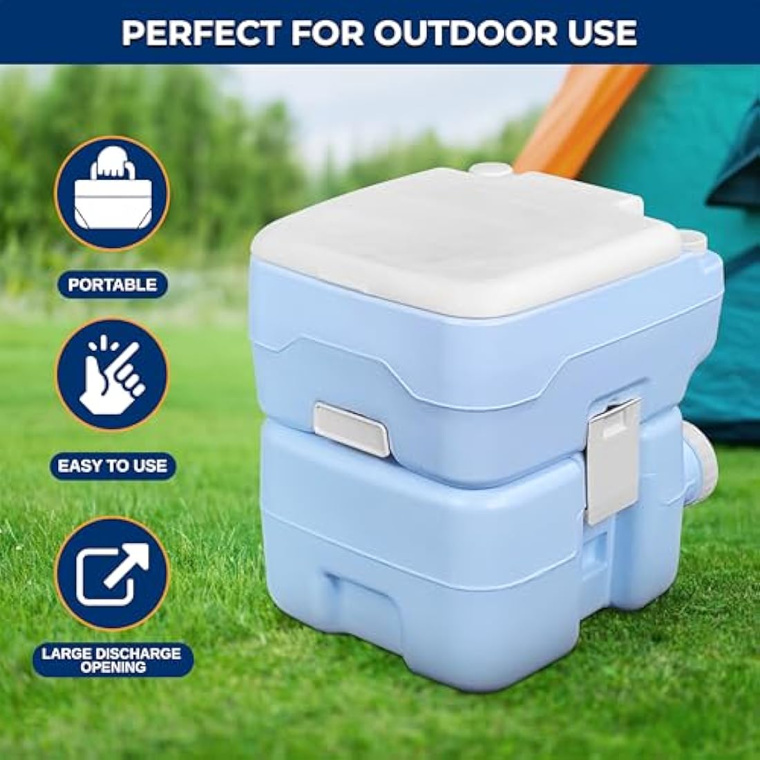 SereneLife 20L Outdoor Camping, Portable Toilet, Comfortable Flushable Portable Toilets for Adults, Travel Toilet, Porta Potty Loo, Detachable Waste Tank- Leak Proof & Carry Bag