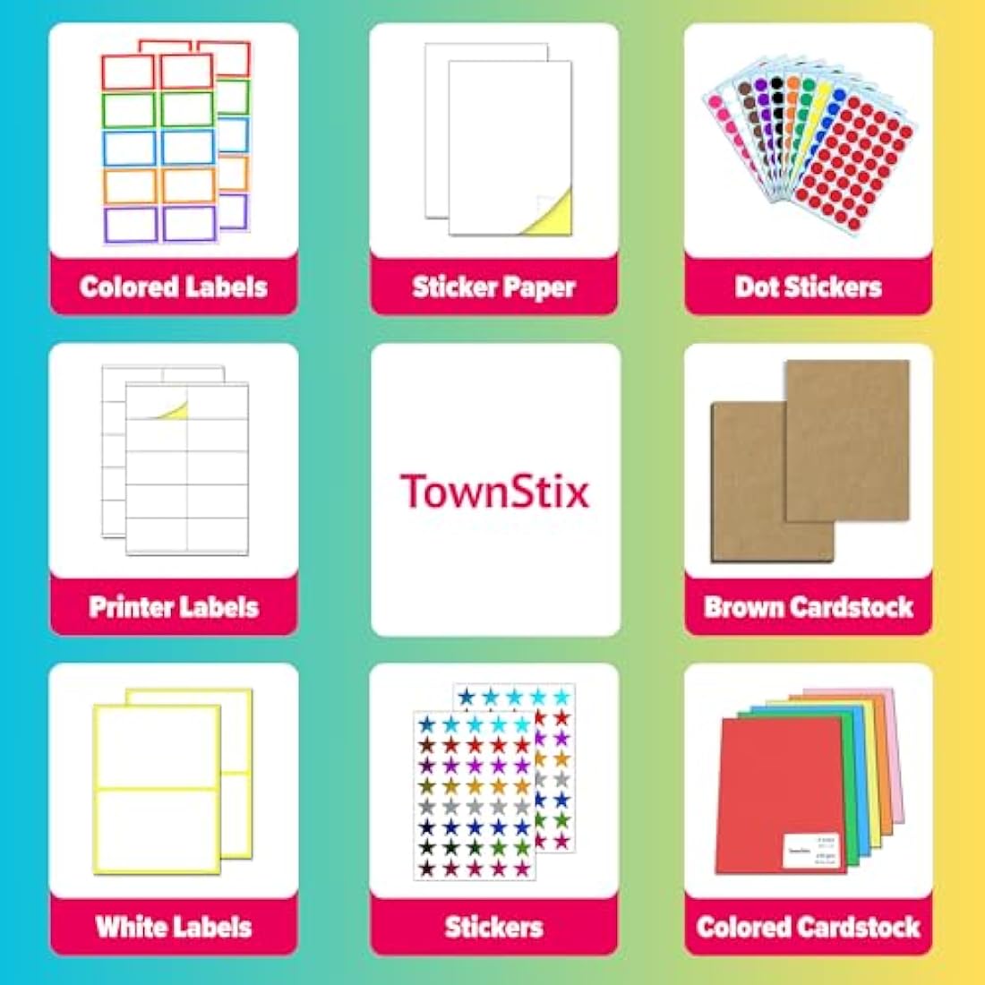 TownStix Dinosaur Stickers Set - 10 Designs, 20 Sheets, 200 Stickers