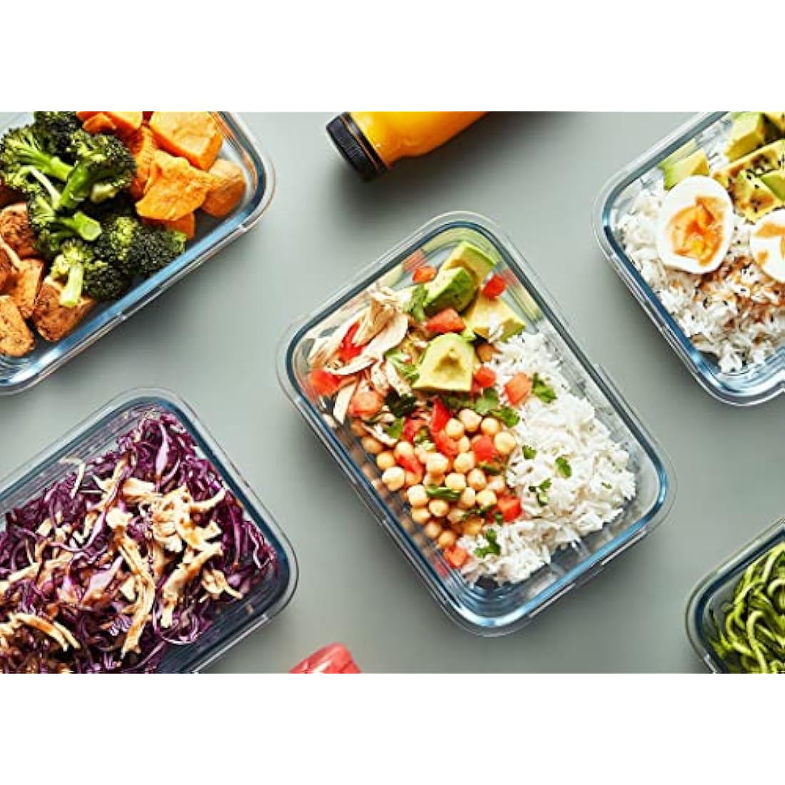 MCIRCO Glass Meal Prep Containers with Lids 1040ml Airtight Glass Food Storage Containers, Set of 5