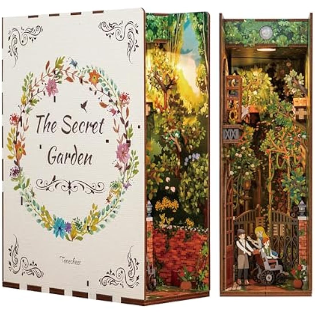 Tonecheer DIY Book Nook Kit Wooden Model Kit 3D Puzzle for Adults to Build Miniature House Kit Dollhouses Miniature House Kit Craft Kit with Light Christmas Birthday Gifts(The Secret Garden)