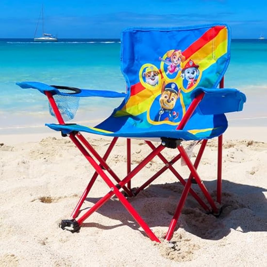 Toyland® Paw Patrol Pups Folding Children's Camping Chair With Cup Holder & Storage Bag - Perfect for Camping Trips, Beach & Garden