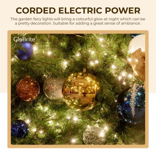 GloBrite Fairy Lights 1000 LED - Christmas Lights with 8 Modes Function for Christmas Tree Outdoor Lights Christmas Lights Garden Lights Christmas Tree Decorations - White