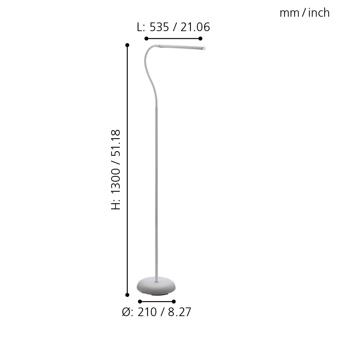 Eglo LED Touch Dimmer White Adjustable Floor Lamp 'LAROA'