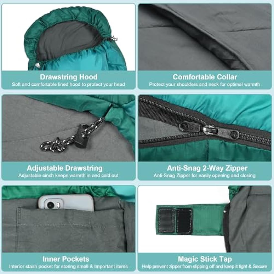 Mcota Sleeping Bag for Adults, Lightweight waterproof XL Sleeping Bag for Camping Backpacking or Hiking, Fit for Big and Tall Person Warm & Cold Weather Activities