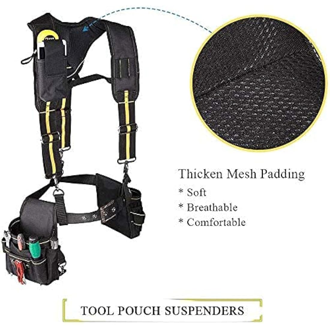 Tool Belt Suspenders,Heavy Duty Electrician Tool Belts,Multi-Pockets Electrician's Bag with Lumbar Support for Carpenter Electrician Work Suspension Rig