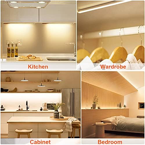 LAMPAOUS Dimmable LED Under Cabinet Lights, 24W 1920LM Warm White Under Cabinet Kitchen Lights, Ultra Thin LED Light Bar for Kitchen Shelf, Closet, Wardrobe, Under Cupboard Lighting, 6 Pack