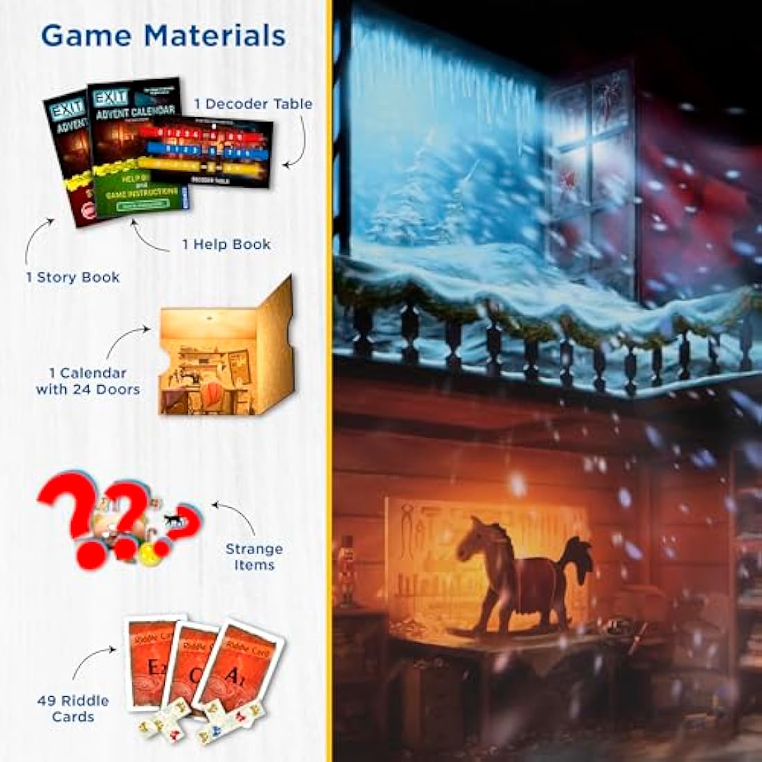 Thames & Kosmos EXIT: Advent Calendar - The Silent Storm, Escape Room Card Game, Family Games for Game Night, Holiday Season Games for Adults and Kids, For 1+ Players, Ages 10+