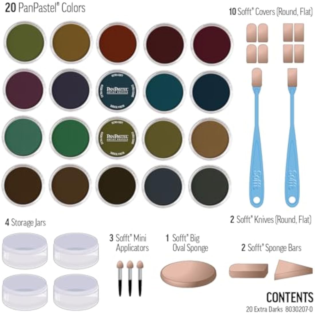 PanPastel 20 Colour Set - Extra Dark Shades Set