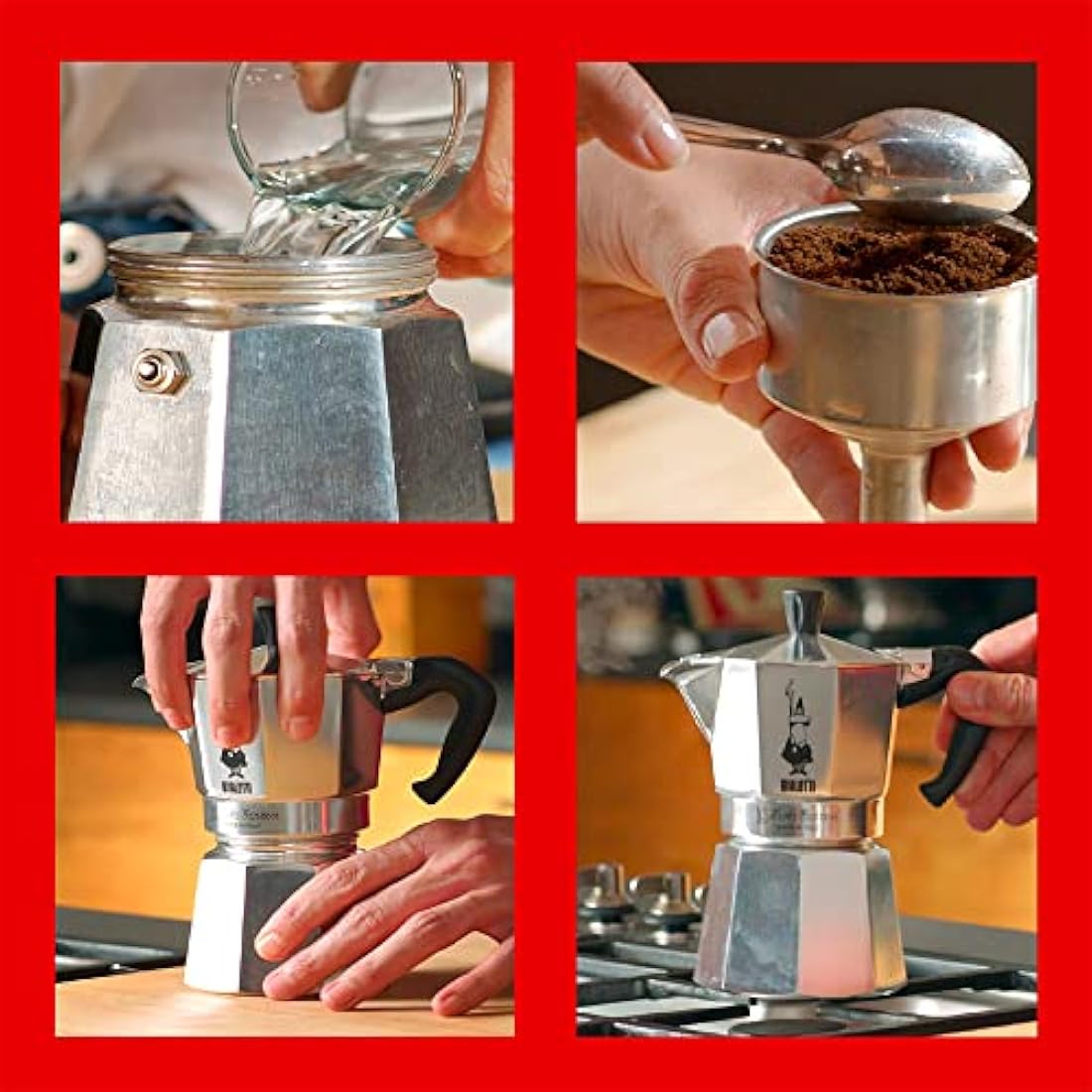 Bialetti Moka Express Aluminium Stovetop Coffee Maker (9 Cup), 420ml, Silver.