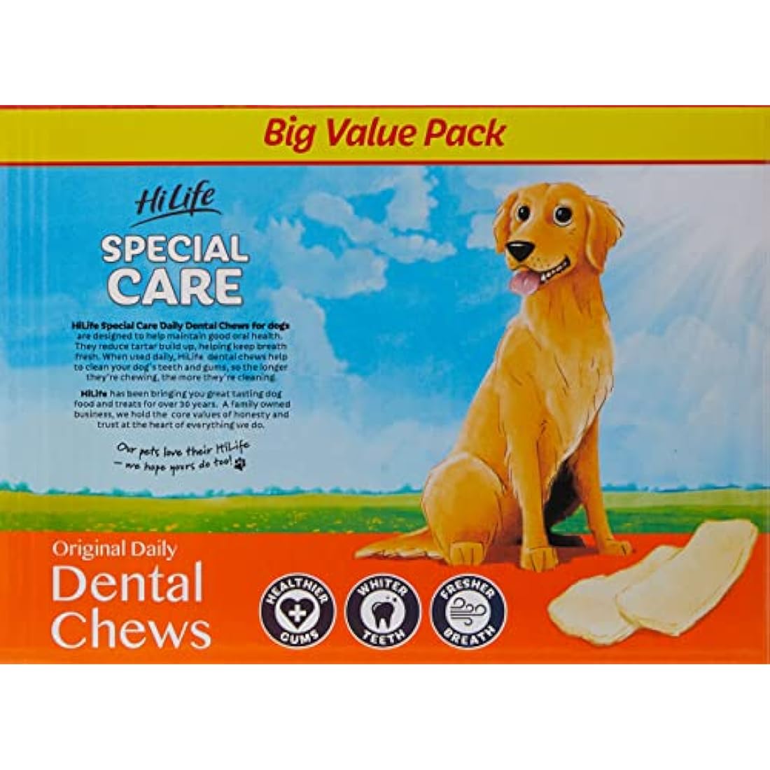 Special Care Original Daily Dental Chews for Dogs, For Healthier Gums, Whiter Teeth & Fresher Breath, Help Reduce Tartar Build Up, 1kg Bulk Box (60 Count)