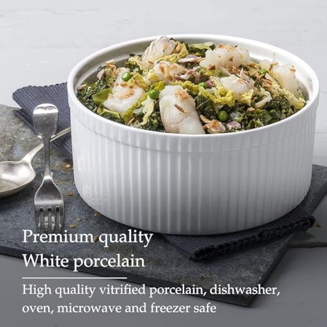 WM Bartleet & Sons 1750 T179 Traditional Porcelain Professional Soufflé Dish, 22cm Diameter, 2.5 LTR Capacity – White