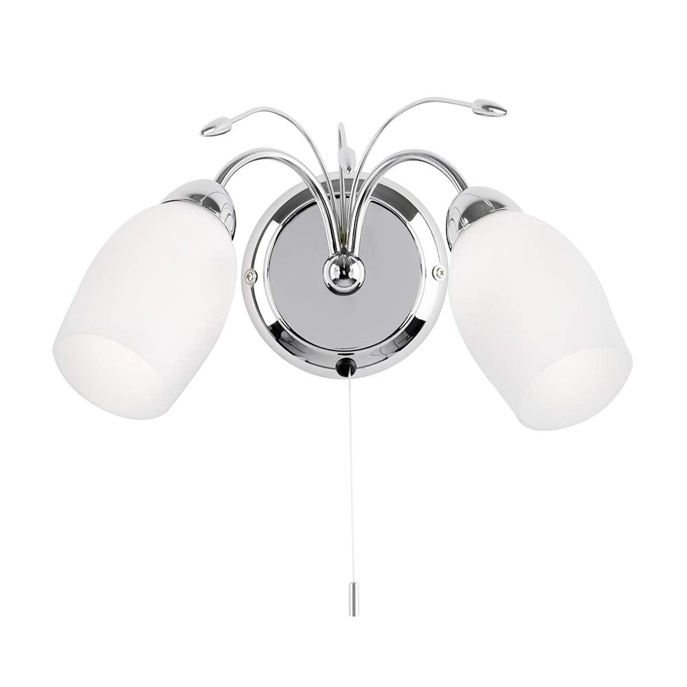 Albert Decorative Wall Light  Dimmable Indoor Home Lights - Wall Light With Pull Chord Switch  Led Sconce 40W Twin Wall Lamp  IP44 Rated Hallway