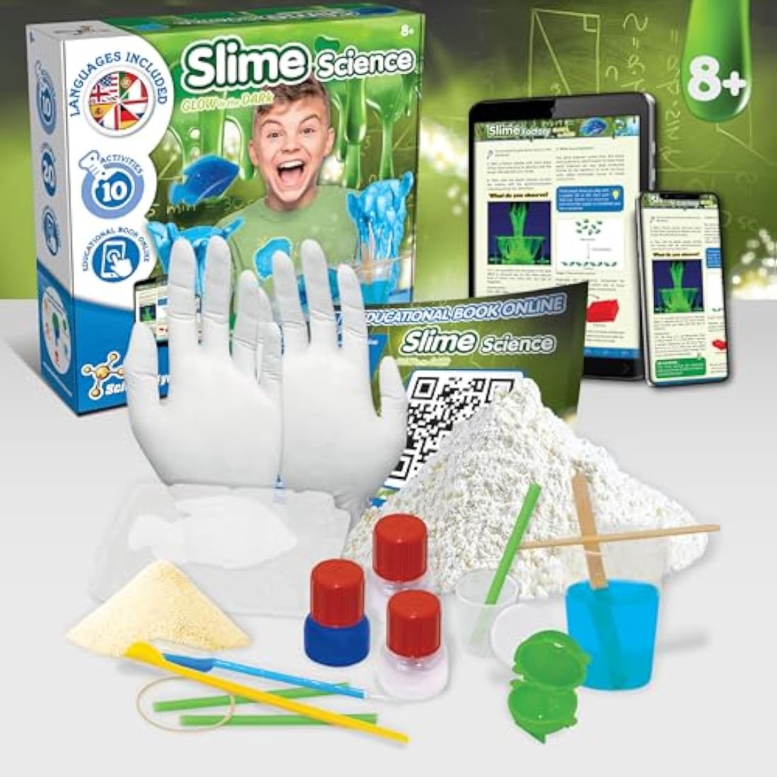Science4you Slime Making Kit for Kids Age 7 8 9 10+, Make Your Own Glow in The Dark Slime, 10 Scientific Experiments, Toys and Games for Childrens, Educative Gifts for Boys & Girls Age 8 9 10+