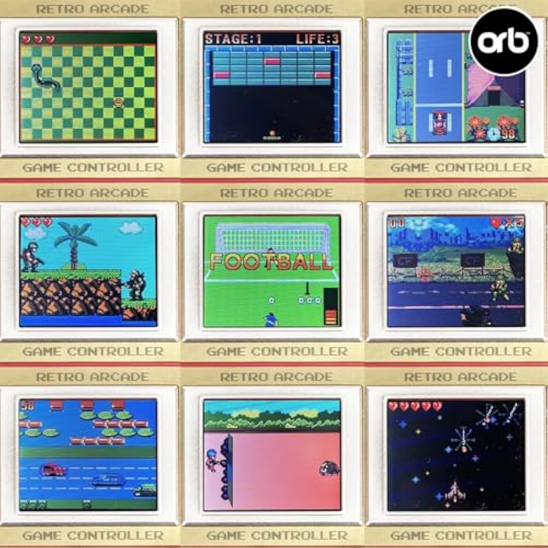 Orb Mini Retro Handheld Games Console & Arcade Bundle - 1 x 150 In-Built Games Console & 1 x 240 In-Built Games Arcade, Full Colour LCD Screen - Thumbs Up!