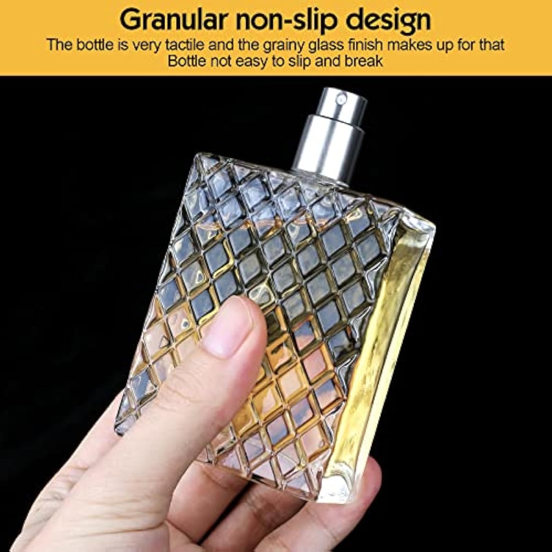 Ysimple 2 Pack 100ml Perfume Atomiser, Portable Clear Empty Glass Perfume Spray Bottles, Refillable Perfume Atomizer Large Cosmetic Fine Mist Atomizer for Travel(Silver)
