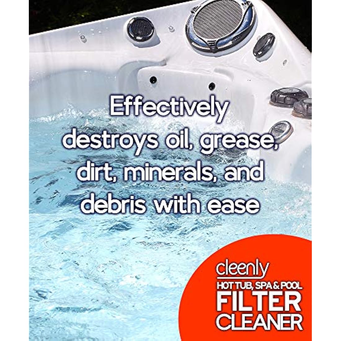 Cleenly Powerful Hot Tub Filter Cleaner Solution - for Hot Tub, Pool and Spa - Destroys, Oil, Grease, Minerals (5 Litres)