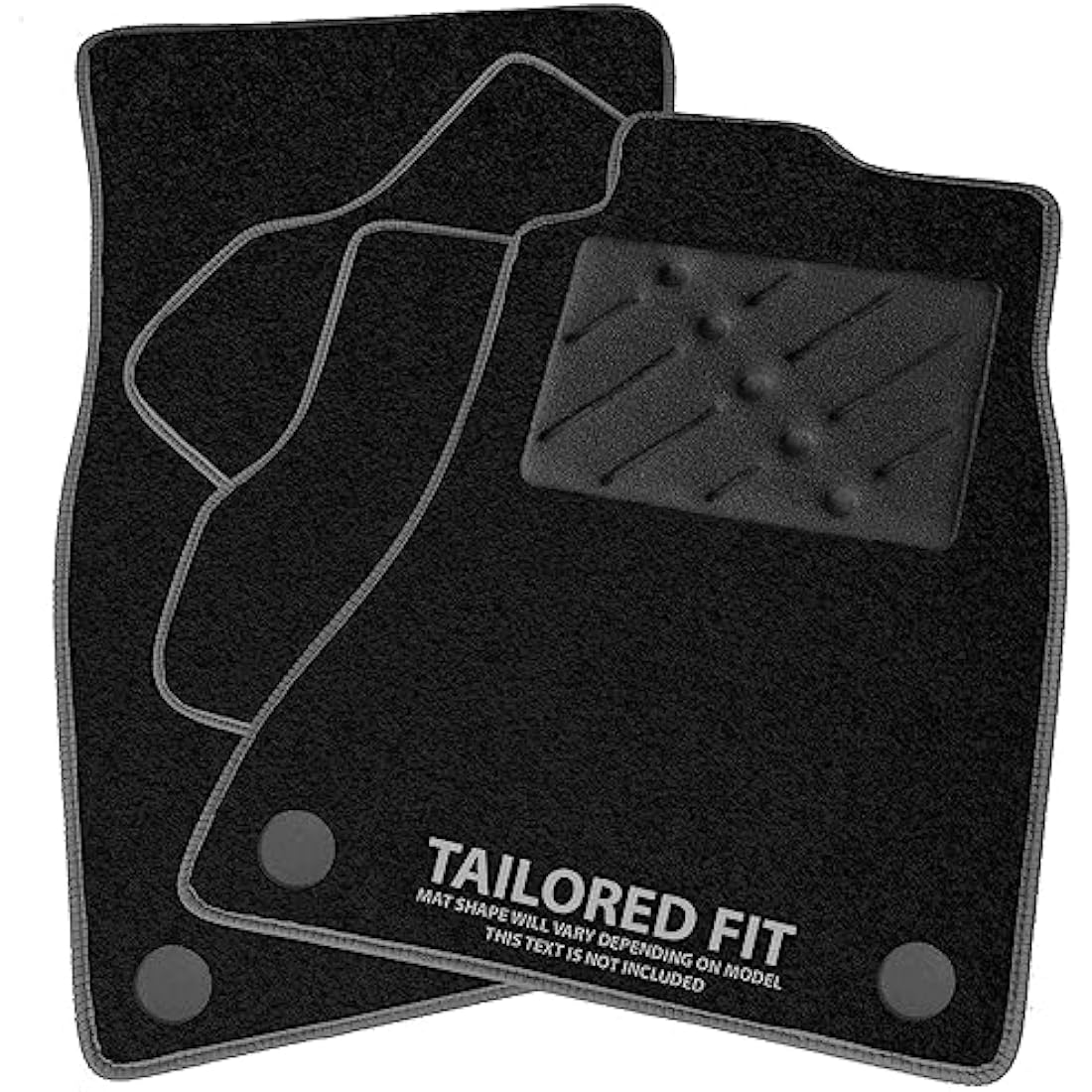 Car Mats FOR Nissan Juke 2010-2019 Black Carpet - Grey Ribbed Trim - Black Rectangle Heel Pad [SAPP-1308]