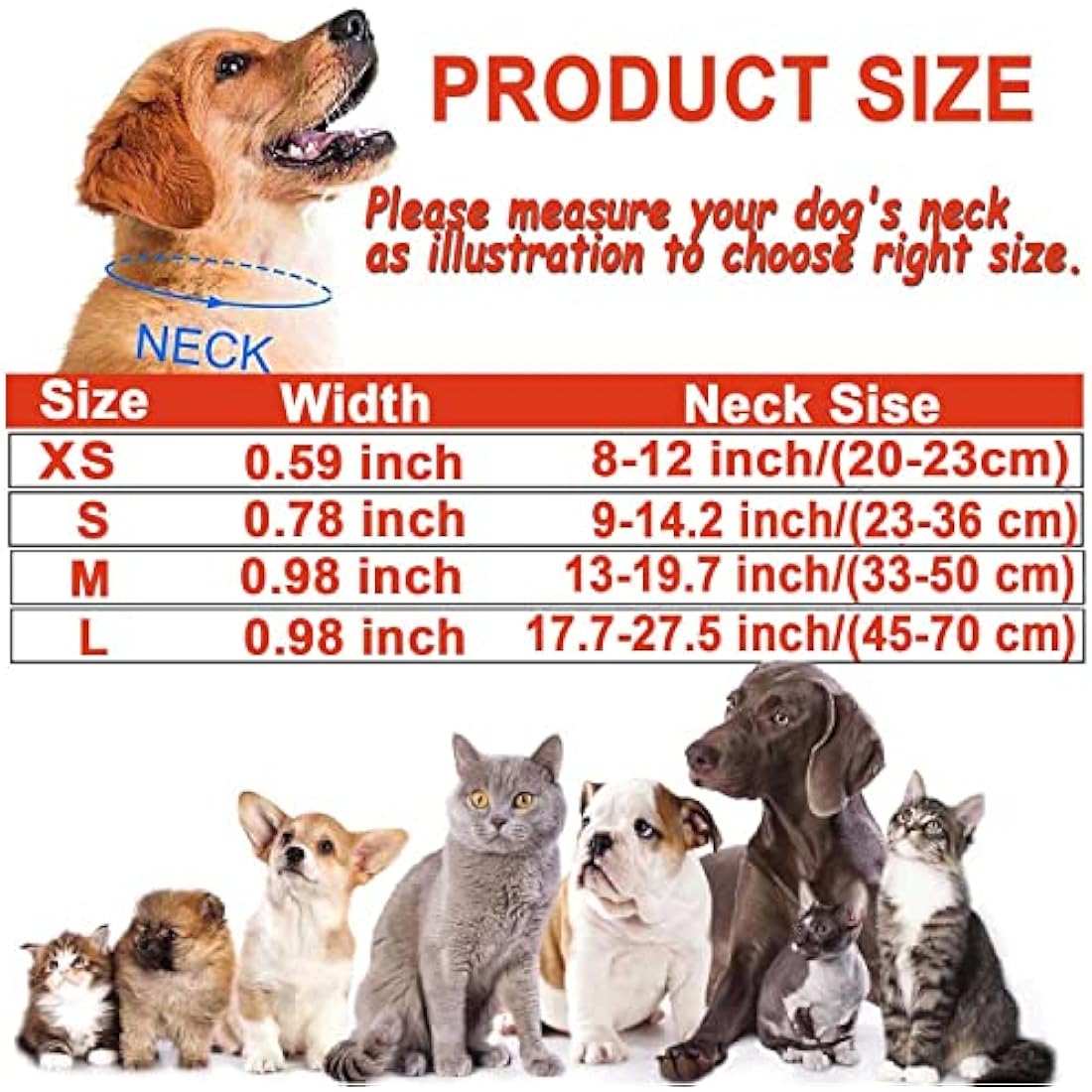 ATETEO Dog Collar, Reflective Dog Collar, Padded Breathable Soft Neoprene Nylon Pet Collar Adjustable for Medium Dogs, Orange, M: 13-19.7 inch