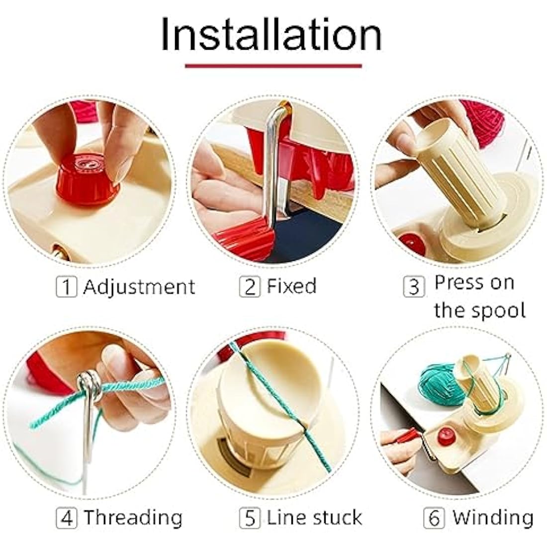 Ball Winders, Yarn Knitting Loom Crochet Swift Yarn Fiber String Ball Wool Winder DIY Tool Kit, 1Yarn Ball Winder+4Pompom Maker+10PS Knitting Stitch Markers+10PS Plastic Needles+1PS Scissors (26)