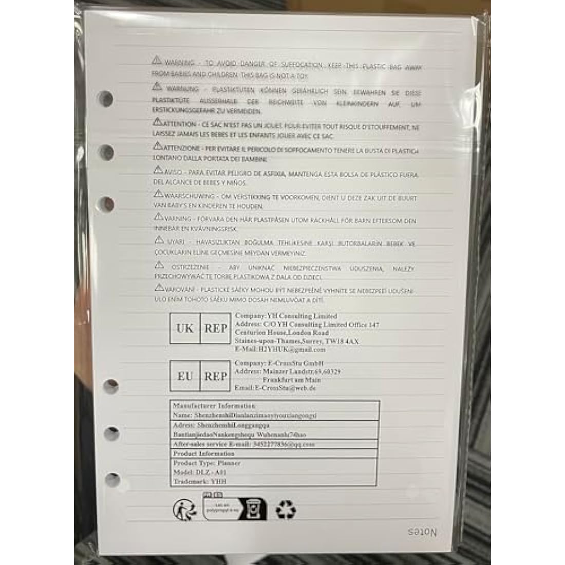 Undated A5 Diary Week to View Refill - 1 Week on 2 Pages, Section with To Do List, Goals & Habit Tracker, Extra Notes, Contact Pages, Weekly Planner Insert for A5 Binder, Thicker Paper 100 gsm, UK