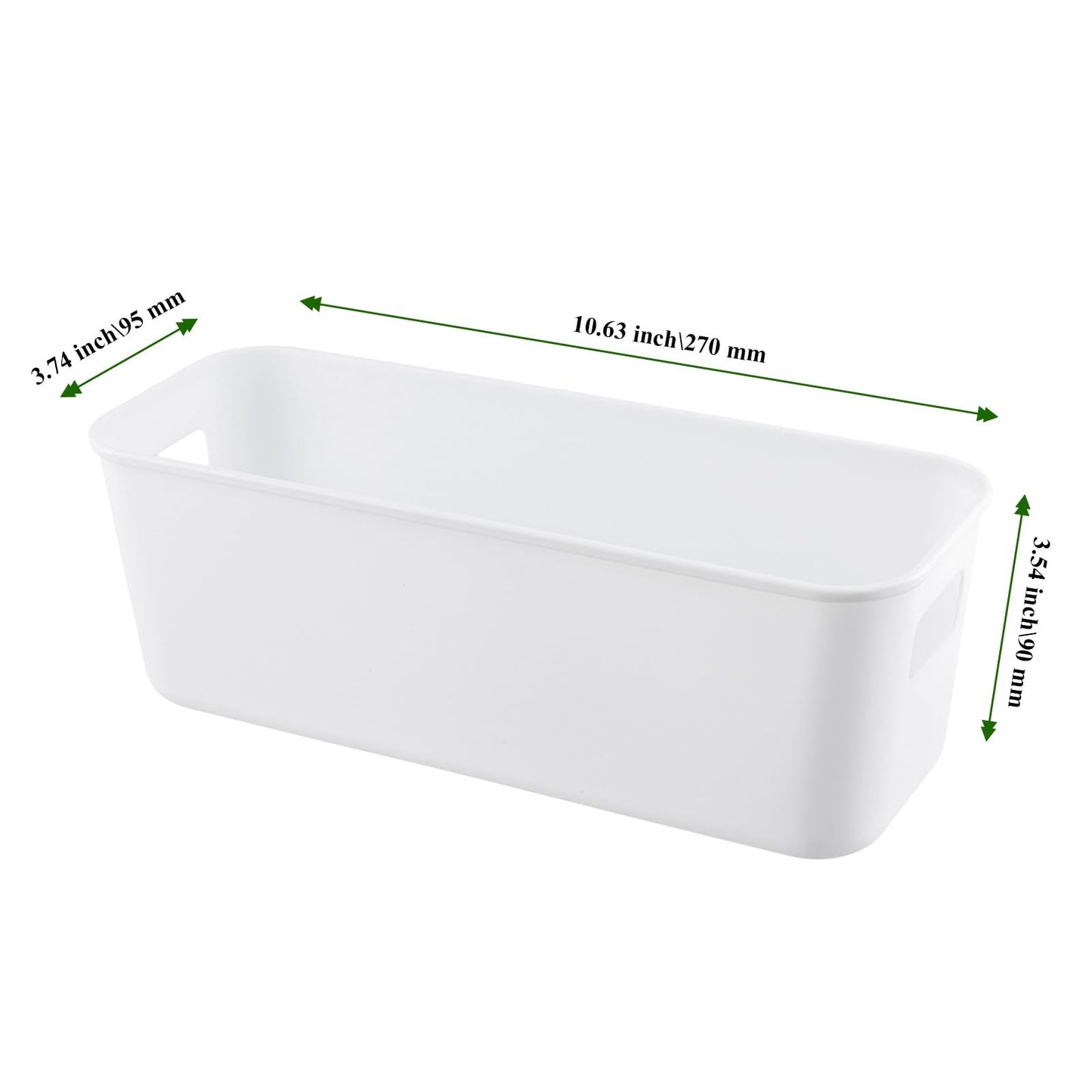 MAHIONG 10 PCS Narrow Storage Box, Plastic Small Storage Baskets with Handles, Cupboard Organiser Storage Boxes for Kitchen, Home, Office, Bathroom