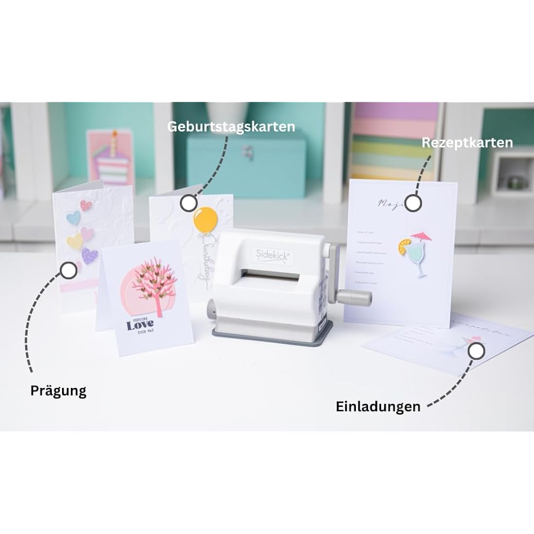 Sizzix Sidekick Mini Die Cutting and Embossing Machine and Craft Kit for Adults and Kids. Perfect for your Card Making, Journaling and Scrapbooking Supplies | 6.35cm Opening