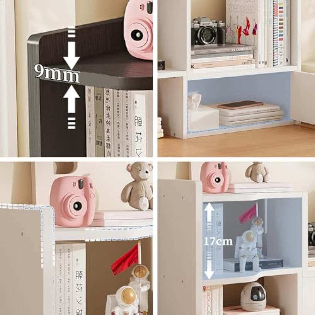 NUODWELL Expandable Desktop Bookshelf, Freestanding Adjustable Office Storage Rack Desk Tidy Organiser Countertop Bookcase for Office & Home (White)
