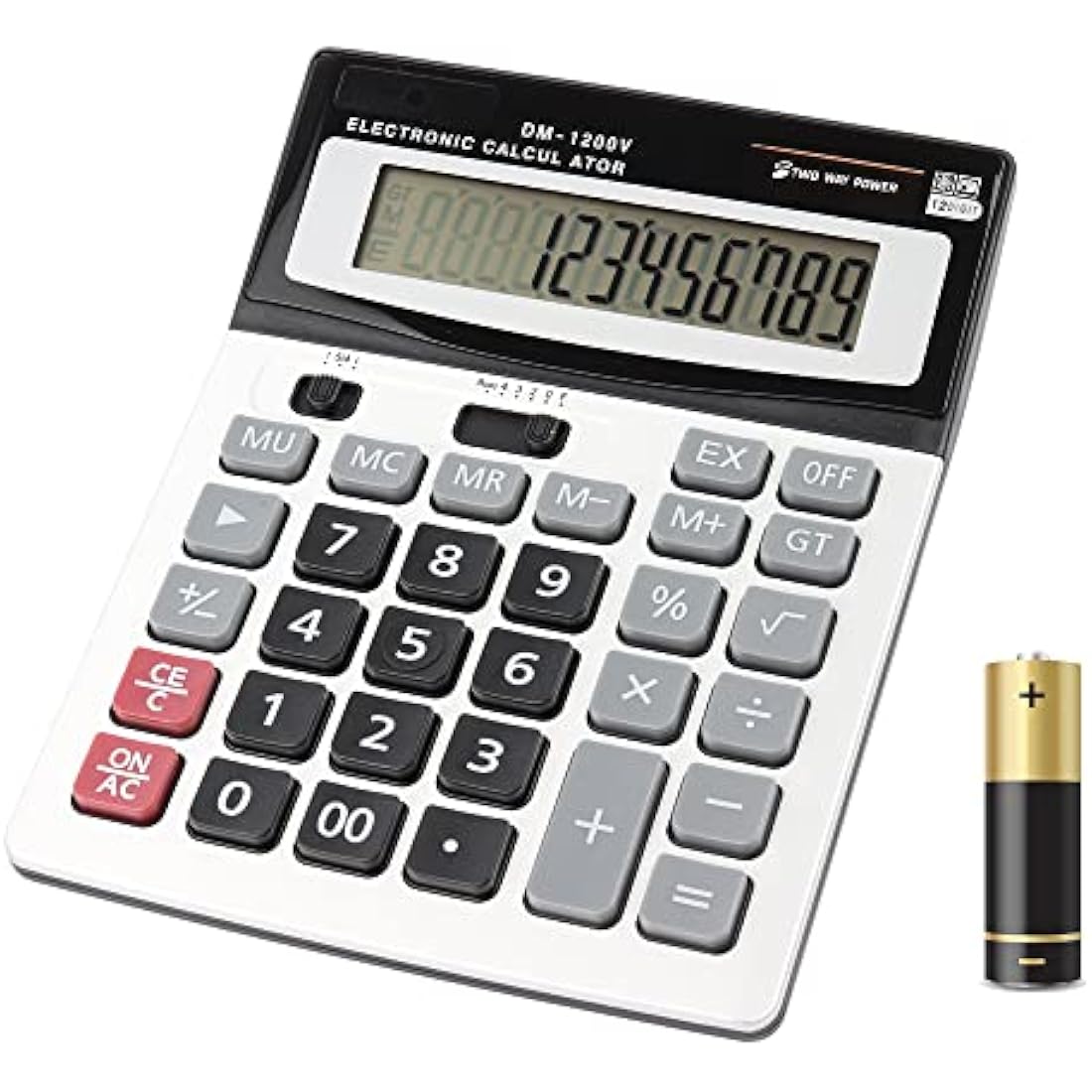 Calculators HIHUHEN Large Calculator Solar & Battery Power 12 Digit Display Multi-Functional Big Button for Business Office School Calculating (1 x Calculator)