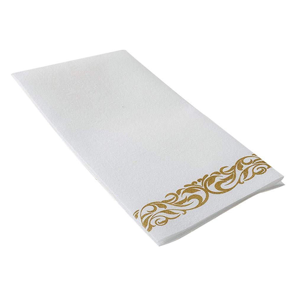 Kisbeibi 50 Disposable Guest Towels Soft and Absorbent Linen-Feel Paper Hand Towels Durable Decorative Bathroom Hand Napkins Good for Kitchen