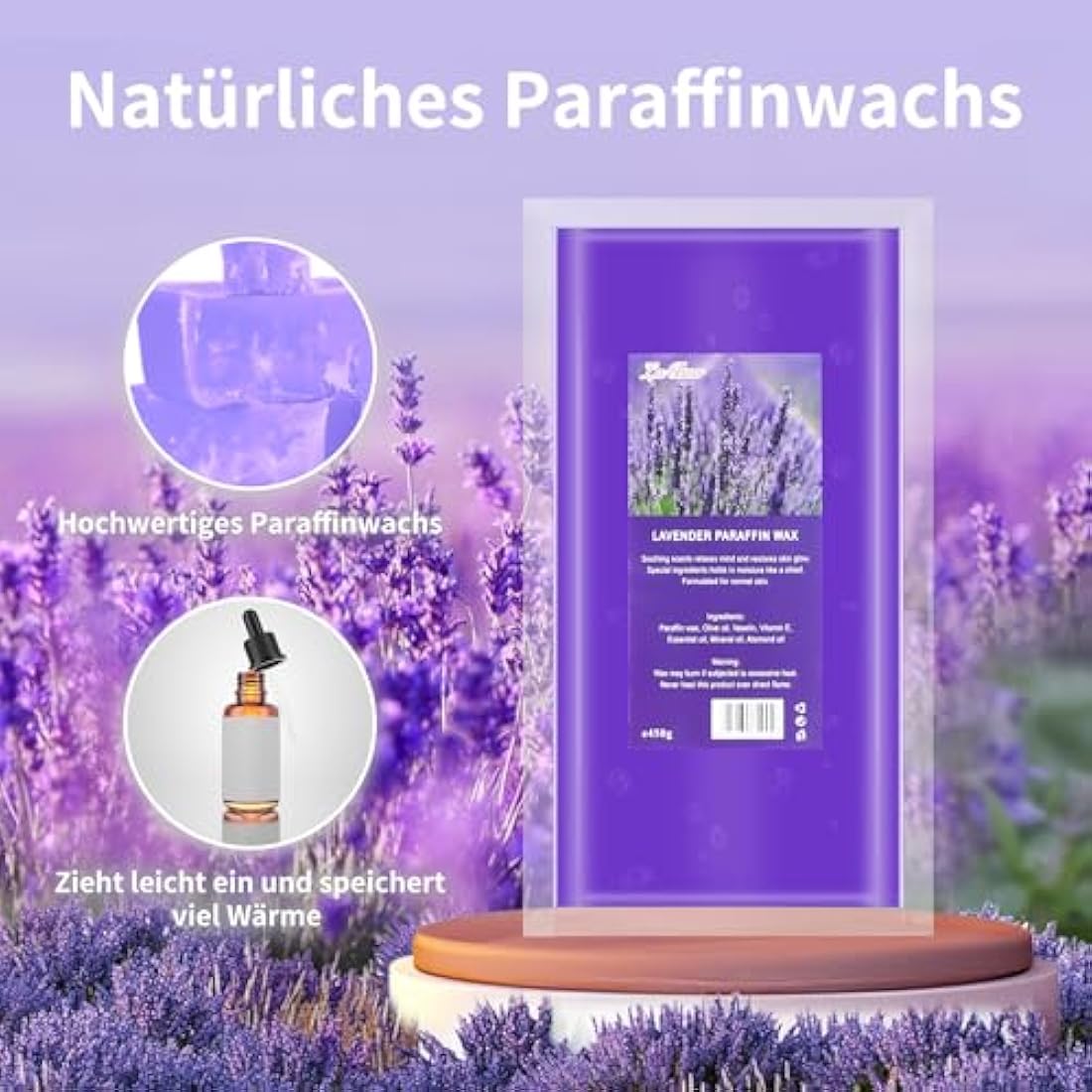 AYITOO Paraffin Wax Lavender 2700g, Paraffin Wax for Hands and Feet Aesthetic Treatments Moisturizing Deeply Hydrates, Paraffin Wax Block Set 450 x 6 pcs for Family, Elderly