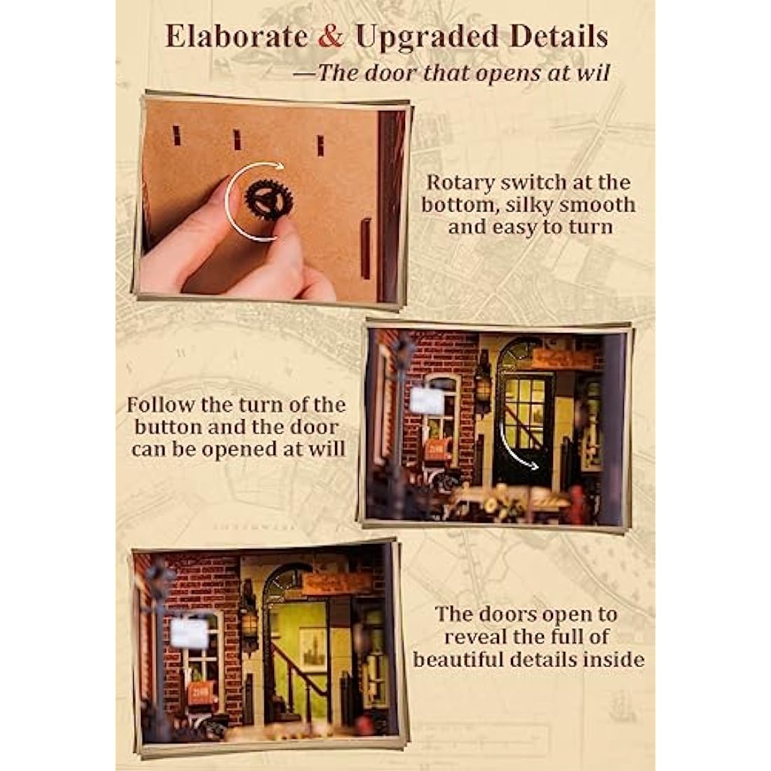 CUTEBEE Book Nook Kits For Adults - DIY Dollhouse Miniature with LED Light,3D Wooden Puzzle Bookend Bookshelf Decor,Gifts for Family and Friends (Rose Detective Agency)