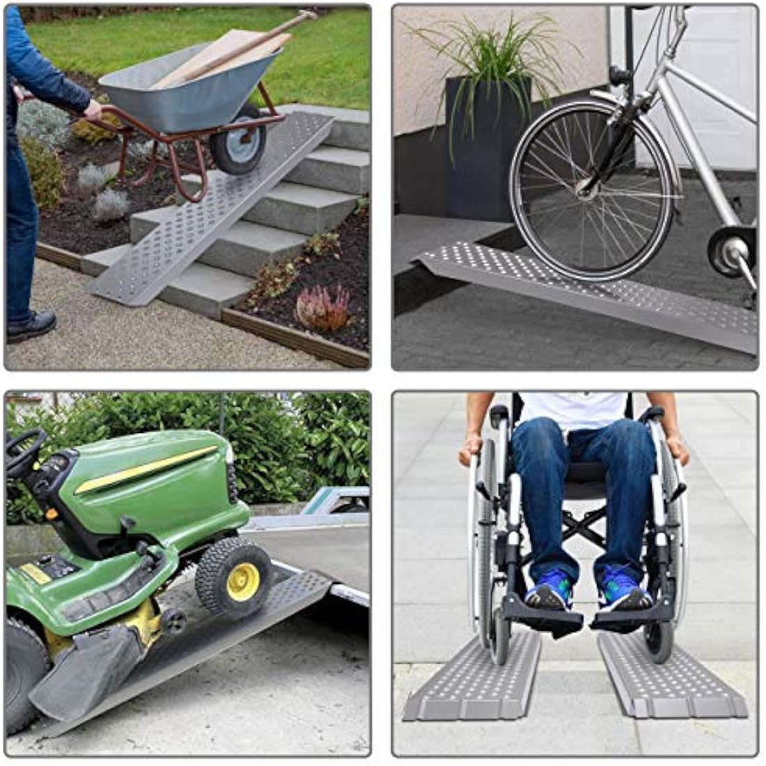 VOUNOT Loading Ramps, 2 Steel Ramps Heavy Duty for Van, Lawnmower, ATV, Quad Motorcycle, 400 kg Max Loading, 135 x 23 cm