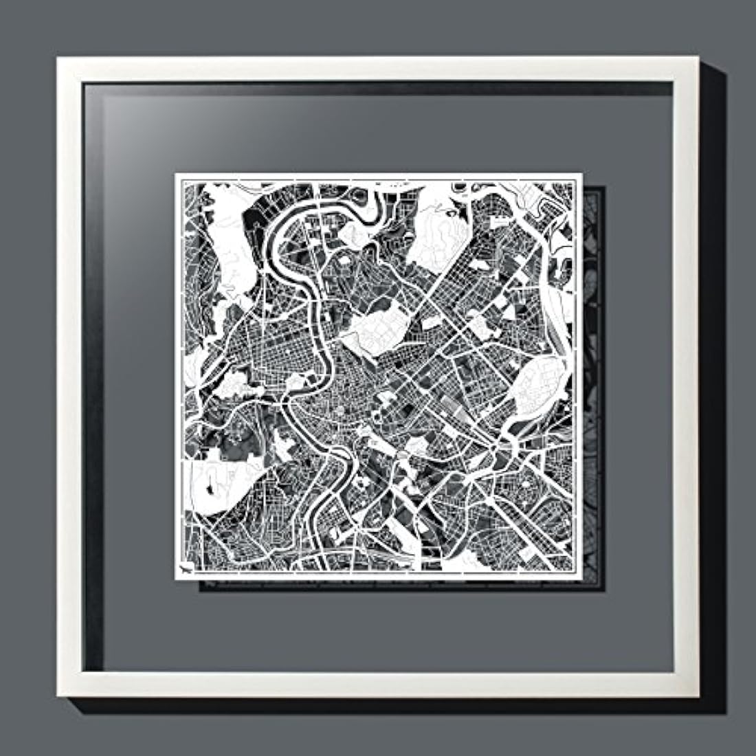 O3 DESIGN STUDIO Rome Paper Cut Map White 30x30 cm Paper Art