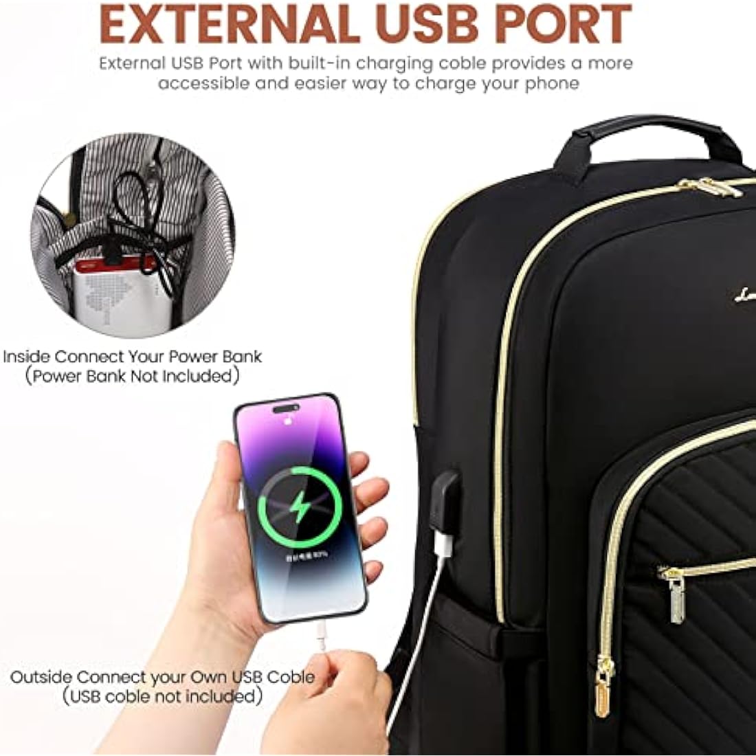 LOVEVOOK Laptop Backpack for Women 15.6 Inch, Womens Backpack for Work Business Travel School College With USB Port, Lightweight Back Pack Computer Laptop Rucksack-Black