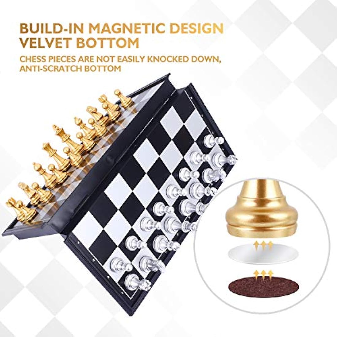 Peradix Travel Chess Board Set - Magnetic Chess Pieces, Portable/Foldable Board, Educational Toys for Kids/Adults, Traditional Game Gift, 2 Players, Ages 7+